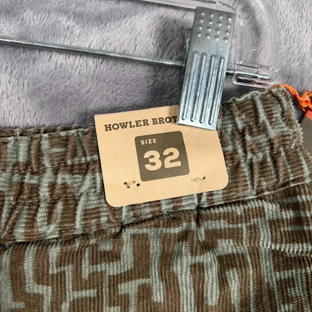 Howler Brothers Bros Pressure Drop Corduroy Shorts Mens 32 New Green Snake Maze